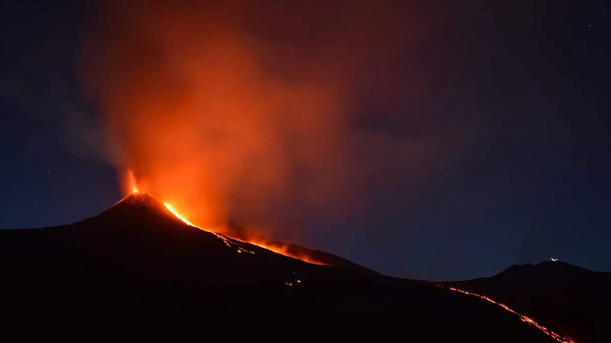 The mount etna volcano in italy