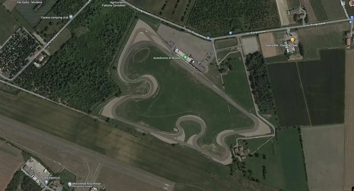 Autodromo Di Modena vanuit de ruimte