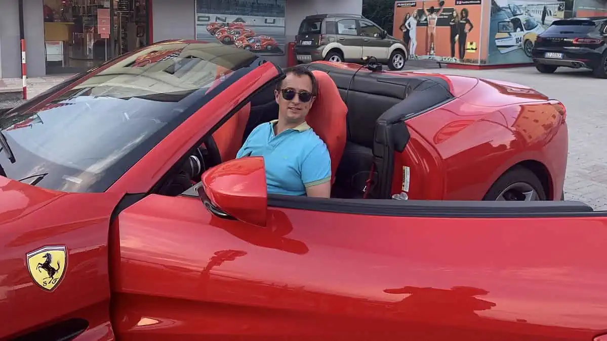 Rick about to drive a Ferrari 458 in Maranello
